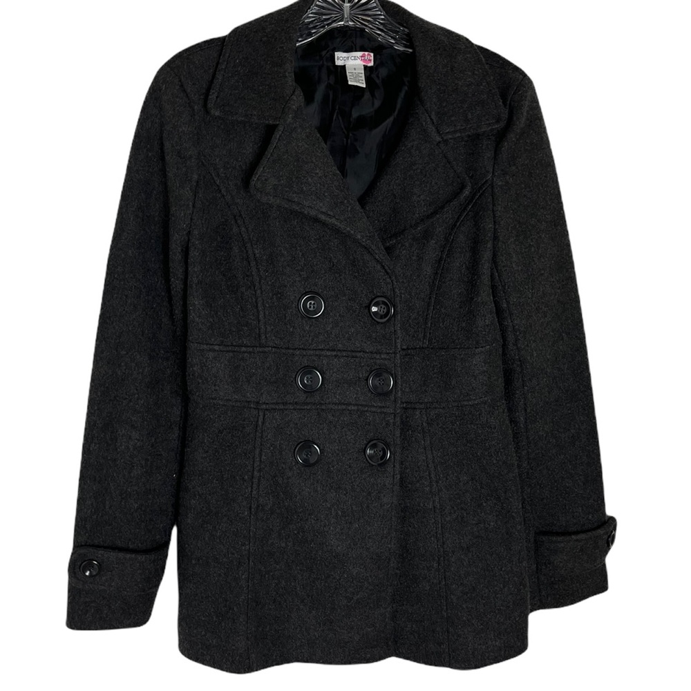 Boston Central Double Breasted Lined Gray Pea Coat Size Small